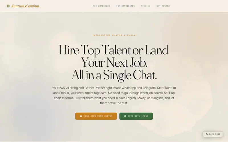 Kuntum and Embun’s hiring and career assistant website.